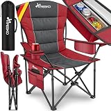 TRESKO® Campingstuhl Faltbar bis 200 kg mit Kühltasche & Getränkehalter