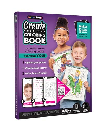 COLORables! Create Your Own Book Kit | AI Coloring Book | Turn Photos into Coloring Pages | Print & Bind at Home | Makes Up to 5 Books | Spiral Binding Included | Fun Gift for Kids & Adults