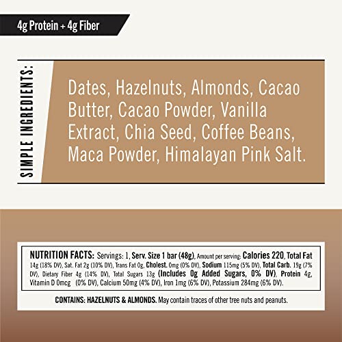 Thunderbird Real Food Energy Bars, Bar Hazelnut Coffee Maca, 1.7 Ounce, Fruit & Nut Nutrition Bars - No Added Sugar, Grain And Gluten Free, Non-Gmo, 12 Pack #TOP6