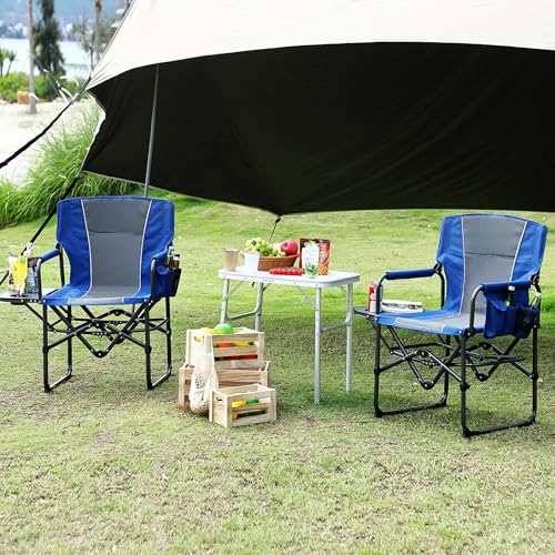 GarveeLife Oversized Directors Camping Chair, Portable Folding Chair for Adults Support 400 lbs, Heavy Duty Lawn Chair with Side Table, for Camping, Sports, Picnic, Beach, Fishing, Blue by GarveeLife - Image 2
