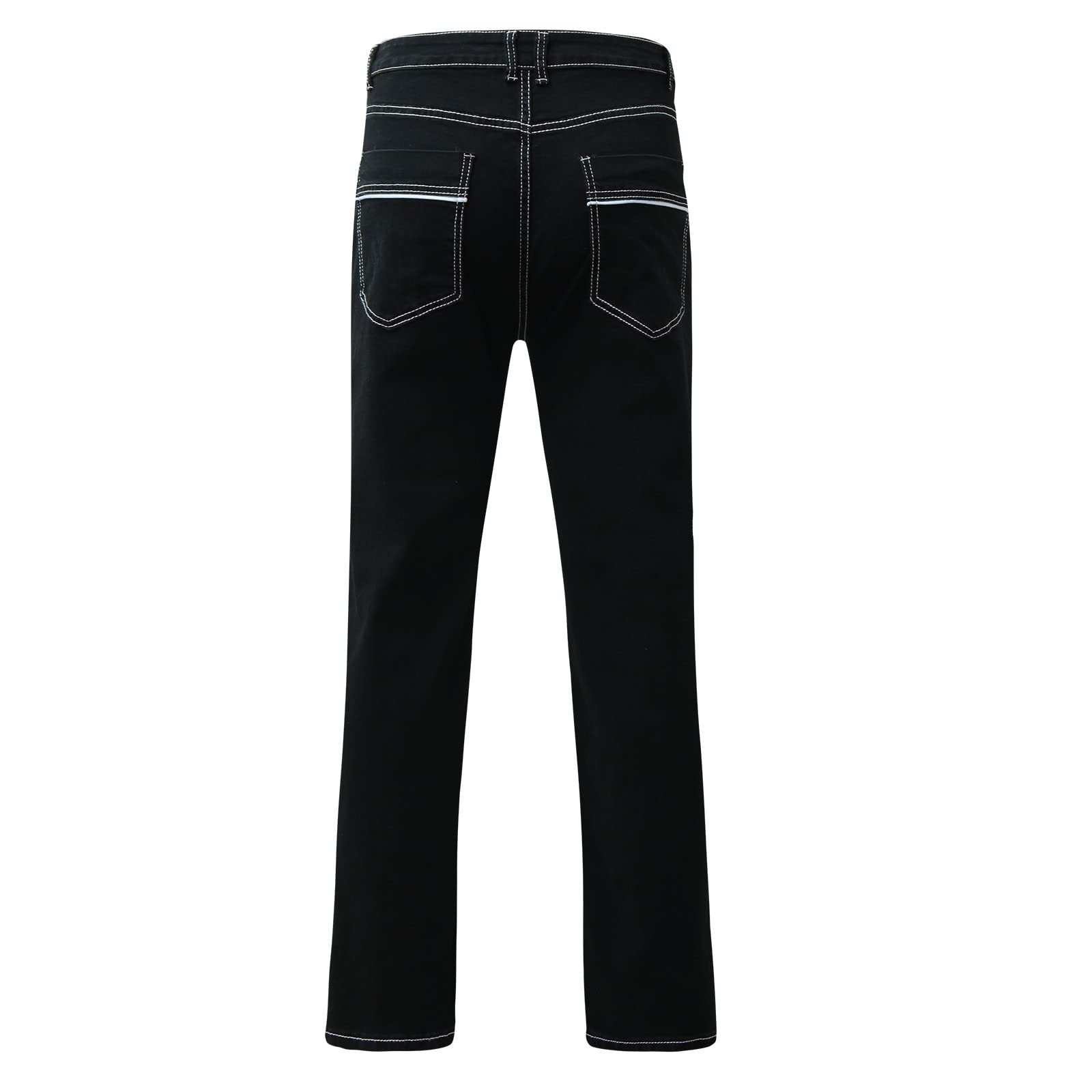 Jeans Strappati Uomo, Pantaloni di Jeans da Uomo Stretch Slim Fit Denim Jeans a Gamba Dritta Jeans Aderenti Elasticizzati con Strappi Jeans da Lavoro Jeans Neri Destroyed Stile Hip-Hop Streetwear Y2k