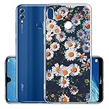 Nodigo Kompatibel mit Huawei Honor Play 8A/Y6 2019 Hülle Schwarz Silikon Lustig Muster Ultra Dünn Slim Matt Hüllen Handyhülle Ultra Dünn Kreativ Motiv Cover Durchsichtig Bumper Hülle - Gänseblümchen