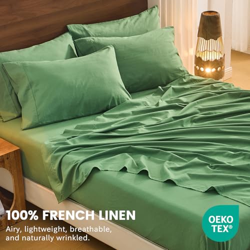 Image of Bedlifes 100% French Linen Cal King Bedding Set - 18-24 inch Extra Deep, 6Pcs | Soft & Durable, Breathable & Cooling, Flax Linen Sheet, OEKO-TEX Certified, Moisture Wicking, Easy Care, Machine Washable