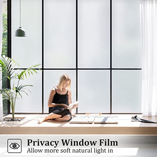 Coavas Window Films for Privacy Window Film Frosted Static Cling Non Adhesive Vinyl Sticker Sun Heat Blocking Window Coverings for Bathroom Home Office Door 23.6x78.7 Inch,60x200cm, Pure Frosted by Coavas - Image 4