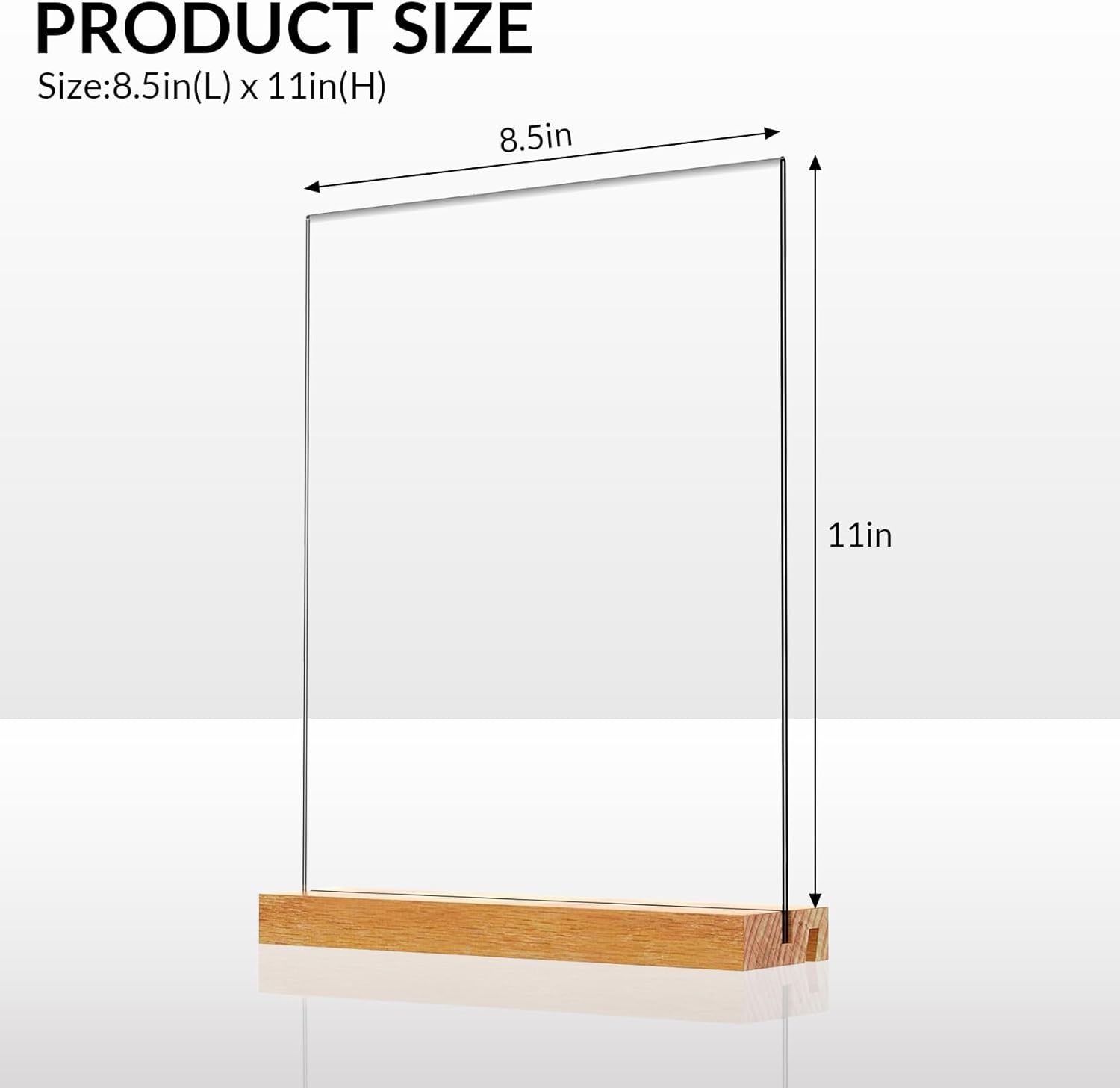 Garvee 6 Pack Acrylic Sign Holder with Wood Base, 8.5x11 Inch Vertical or Slant Back Display Sign Stand for Wedding, Restaurant, Store, Office, Hotel, Menu Stand - Easy Assembly