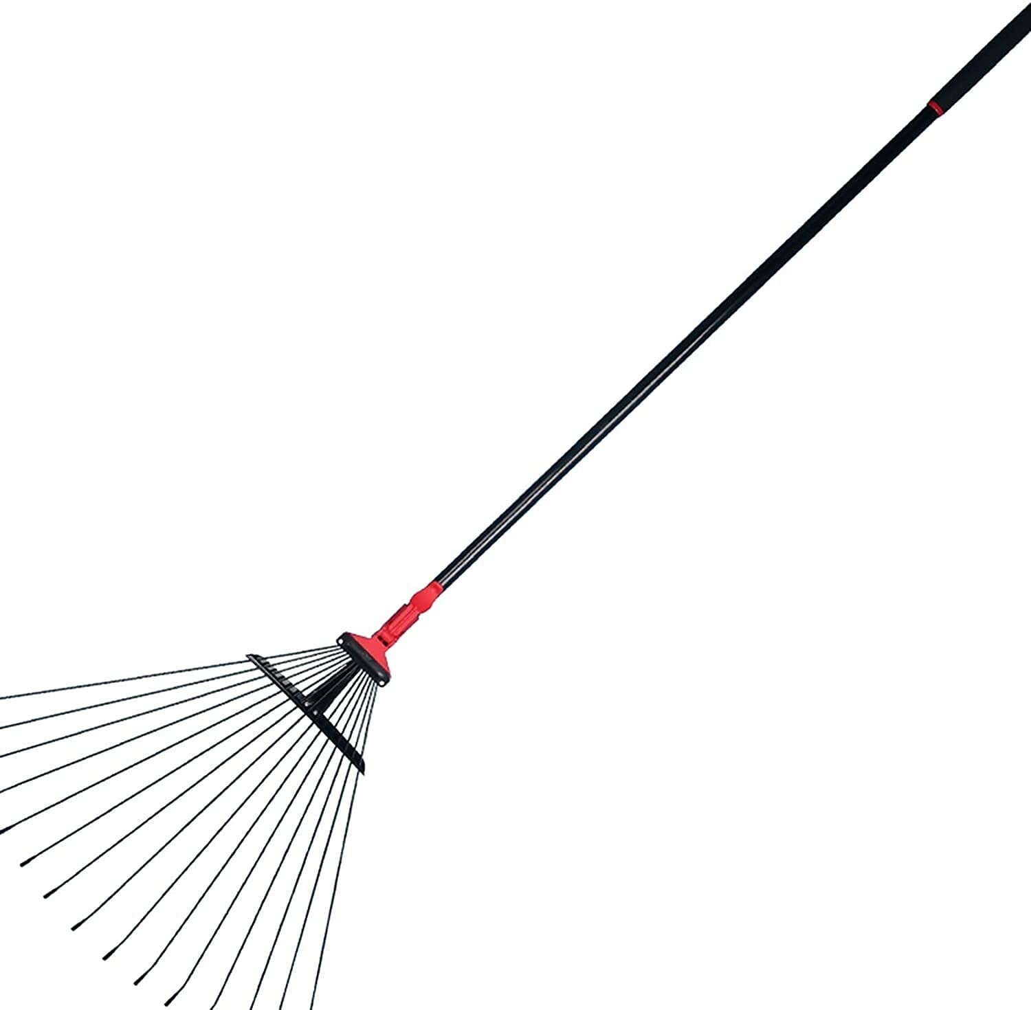 Verstellbarer Laubbesen aus Metall, Garten-Rasenbesen, Klappkopf, 15 Zähne, tragMetall, Garten-Rasenbesen, Klappkopf, 15 Zähne, tragbarer Laubbesen zum schnellen Aufräumen für Rasen und Höfe