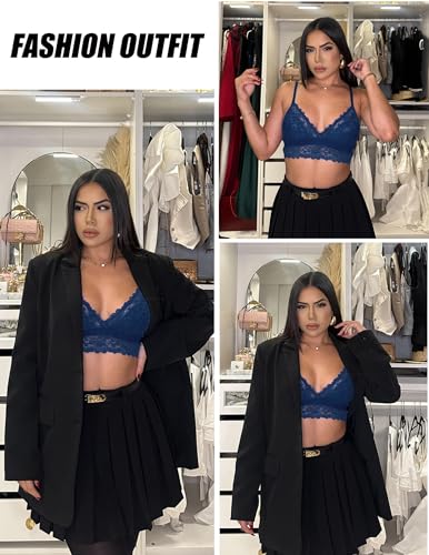 Image of Avidlove Lace Bralette for Women Sexy Wireless Bralettes Non Padded Bralette V Neck Minimizer Lingerie
