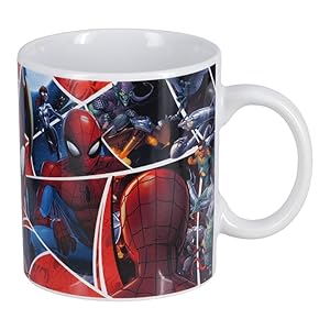 Spiderman Comic Book XL Mug – Officially Licensed Marvel Ceramic Coffee Cup with Comic Book Collage Design, Microwave & Dishwasher Safe, 550 ml (18.6 fl oz) | Paladone
