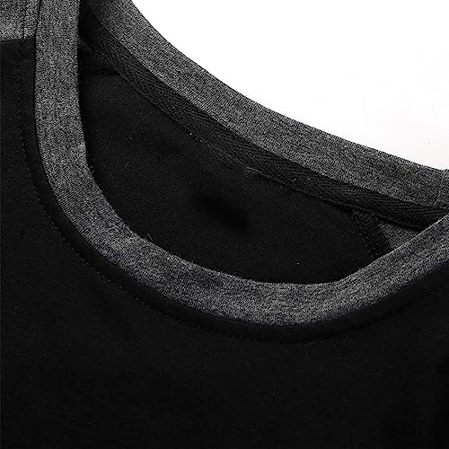 Camisetas masculinas gola V gola V para outono verão manga longa color block camiseta masculina 2024