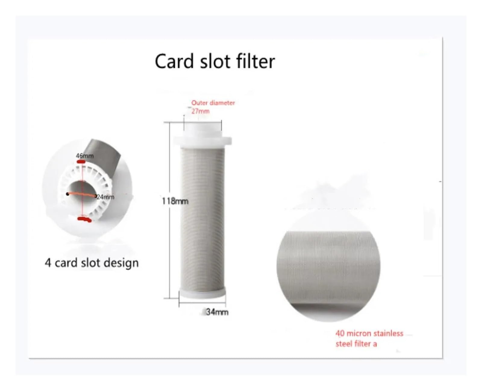 Filtro descalcificador, elemento filtrante de cubierta 316L, accesorios de purificación de agua dedicados frontales, filtro totalmente de cobre y acero inoxidable(Gold)