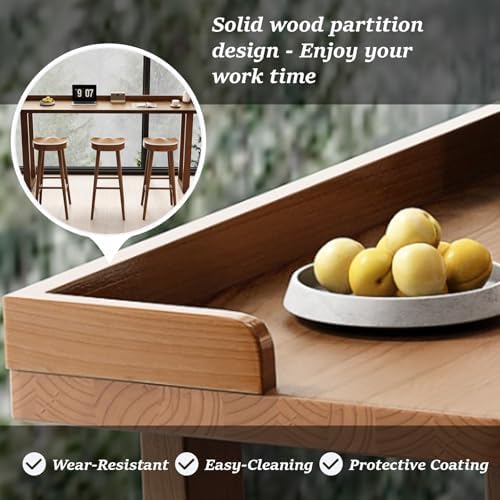 Narrow Solid Wood Bar Table, Tall Counter with Edging, Modern Design for Balcony or Rest Area, 120x40cm (47.2x15.7in) with Chairs Included