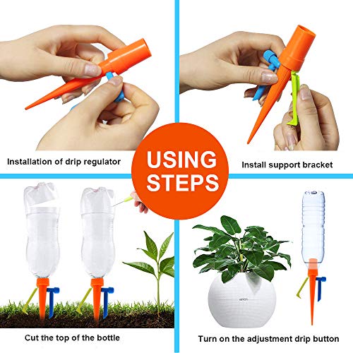 【2020 NEW】 Plant Self Watering Spikes System Non-stop Water, Automatic Irrigation Plant Waterer with Slow Release Control Valve Switch, Adjustable Water Volume Drip System for Outdoor Indoor Plants - Thumbnail 7