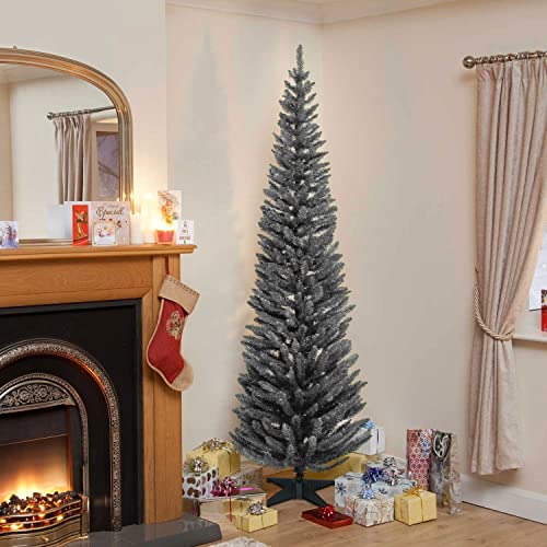 Image of Snowtime 210cm (7Ft) Grey Norway Spruce Slim Christmas Tree with 401 Tips