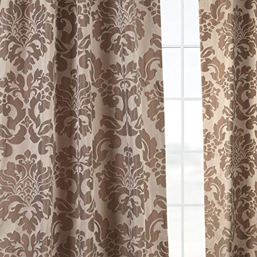 Hpd Half Price Drapes Designer Damask Curtains For Living Room - Faux Silk 50 X 108 (1 Panel), Jqch-201266-108, Astoria Taupe & Mushroom #TOP6
