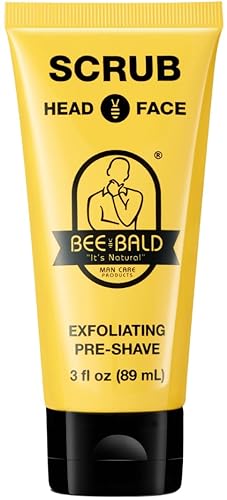 Bee Bald SCRUB Exfoliante Pre-afeitado para limpieza profunda y eliminación de la suciedad que obstruye los poros, aceite y seca la piel escamosa.