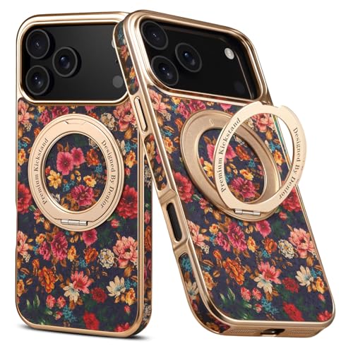 Étui iPhone 17 Air en cuir floral chic pour regarder vos vidéos les mains libres