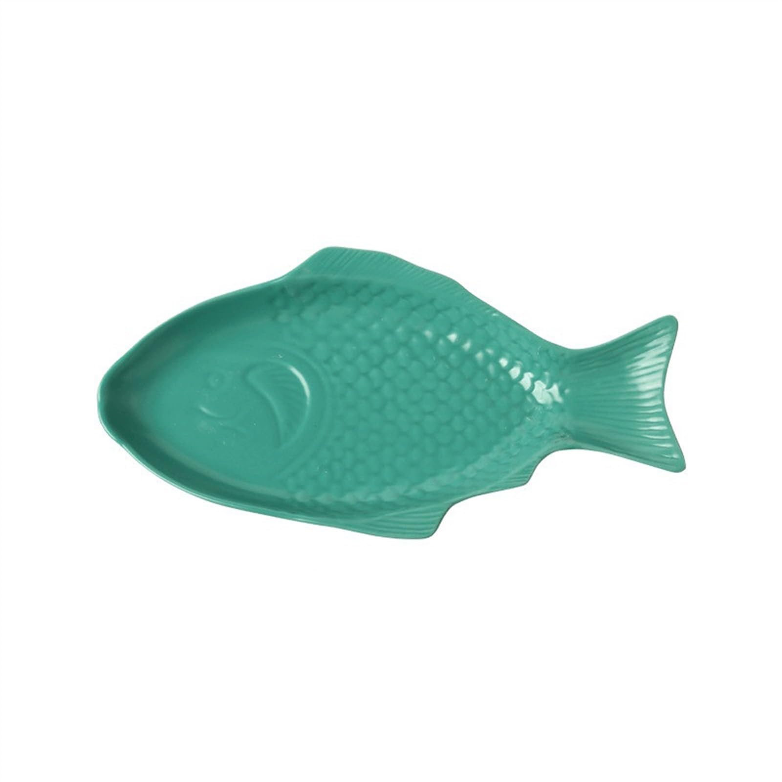 Talerz Nieregularny talerz ceramiczny w kształcie ryby Prostokątny rybny gotowany na parze Ceramiczny obiadowy Rodzinny do jadalni dla restauracji hotelowej(Green)