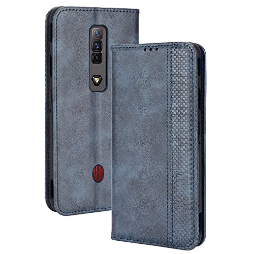 Nubia Red Magic 7 / 7S ケース【MARR】 スマホケース 手帳型 シンプル カバー 手帳型ケース Red Magic7 / 7S 高級PU レザー カバー カードポケット 手作り スタンド機能付き 全面保護 マグネット 吸着 (ブルー