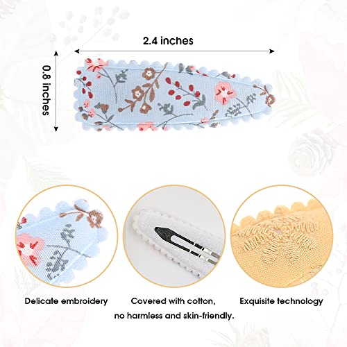 Jiahang 20Pcs Baby Girls Floral Print Hair Clips In Pair, Cotton Snap Hairpins Non Slip Barrettes Thin Hair Accessories Set For Toddlers Teens School Girls (Color B) #TOP1