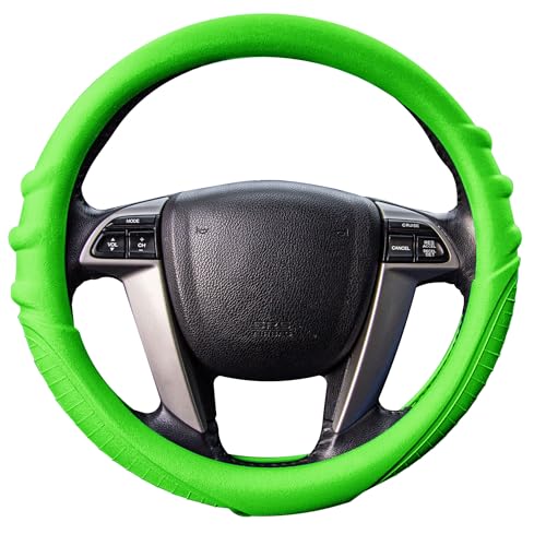 Image of FH Group Universal Fit Silicone with Grip and Pattern Massaging Grip Steering Wheel Cover fits most Cars, SUVs, Trucks, and Vans Green