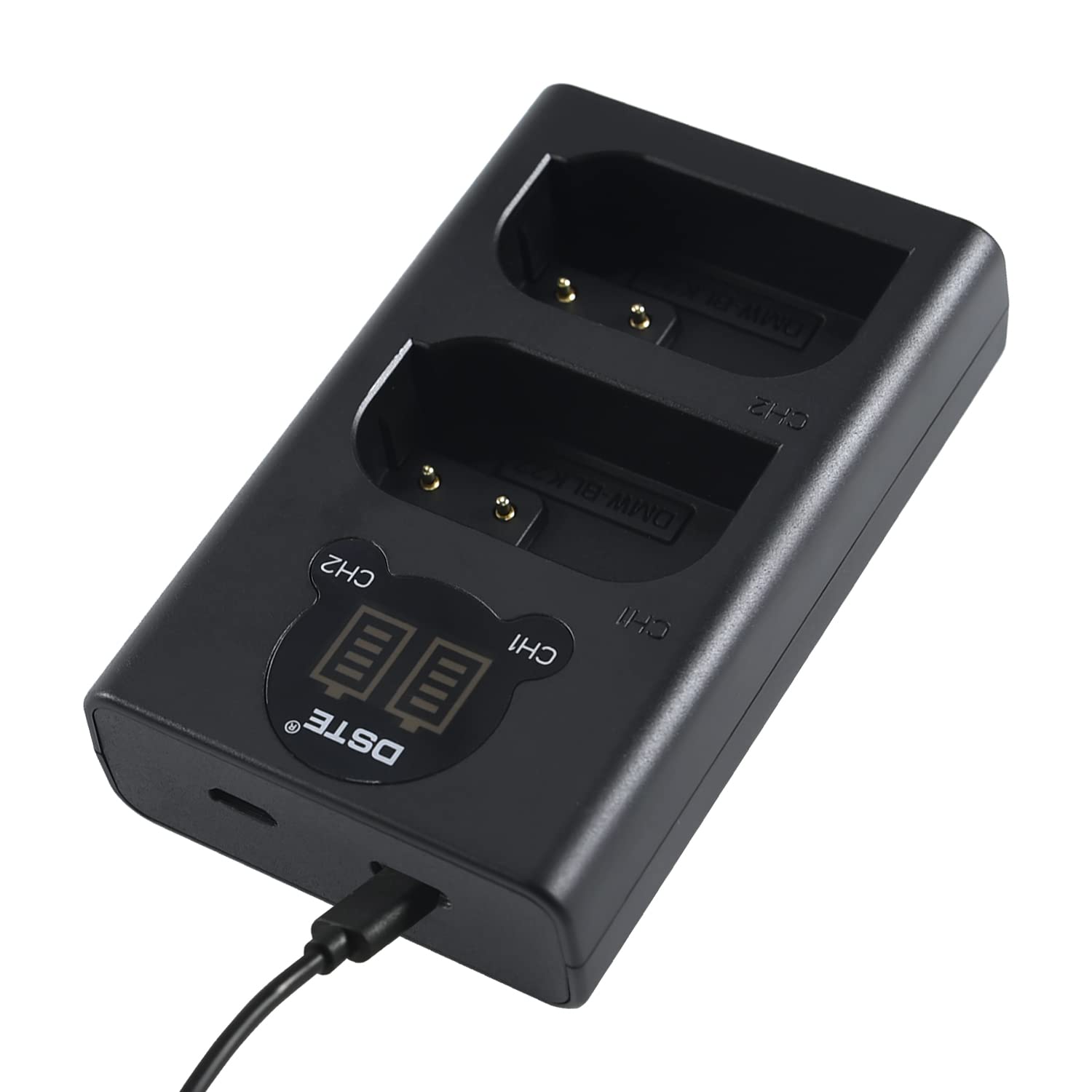 DSTE Lot de 2 batteries de rechange DMW-BLK22 + double chargeur USB avec écran LCD compatible avec Panasonic DC-S5 DC-S5KK Lumix DC S5 S5K G9 GH5 GH5 II GH5 II GH5S Lumix DC-G9 II Camera, Sigma BP-61