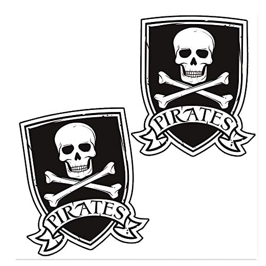 SkinoEu® 2 x självhäftande vinyldekal pirater flagga Jolly Roger skalle och ben roliga klistermärken bil fönster bil motorcykel hjälm cykel skridsko lastbil racing inställning laptop iPad telefon B 243