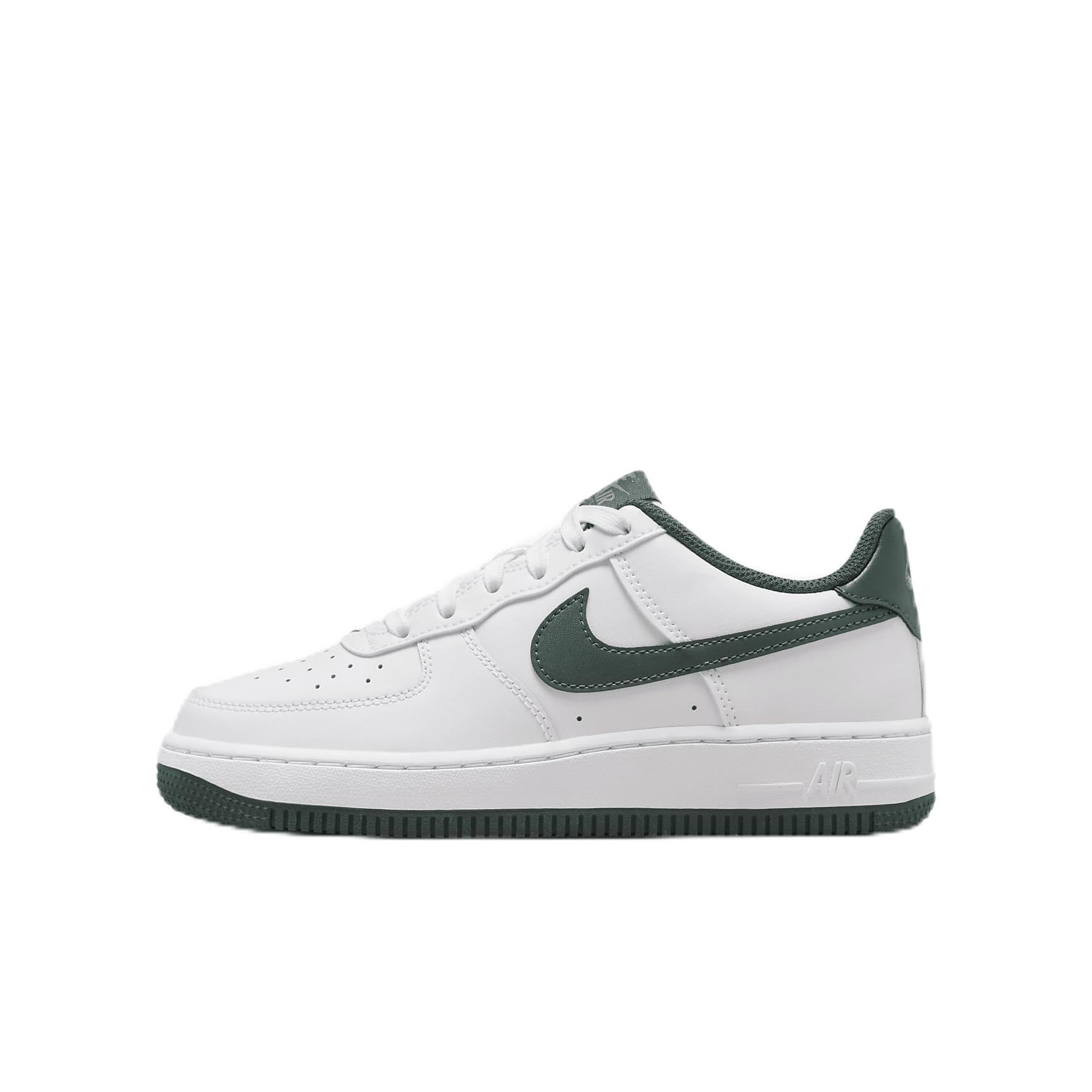 Nike Air Force 1 Big Kids' Shoes (FV5948-110, White/Oil Green/Vintage Green) Size 5