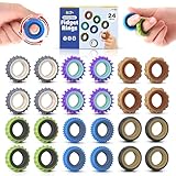 Fidget Toys Adults Sensory Rings: 24 Pack Texture Spinner Rings - Stress Relief Sensory Toys for Kids ADHD - Quiet Desk Fidgets for Classroom Stocking Stuffer for Adults Boys Girls