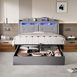 lit coffre 140x190 gris 【Conception Innovante avec Éclairage LED】Ce lit coffre 140x190 allie esthétique et fonctionnalité avec son design capitonné et un éclairage LED intégré. Idéal pour un lit deux personnes, il crée une ambiance chaleureuse tout en offrant des branchements USB pratiques. Le cadre de lit 140x190 inclut un sommier pour un confort optimal, faisant de ce lit rembourré 140x190 un choix moderne et élégant.