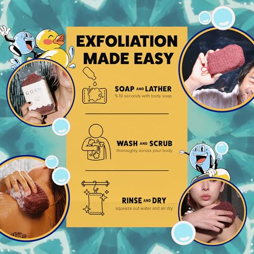 Image of Goshi Exfoliating Shower Sponge- Brick Red, Rapid-Drying, Rip Resistant