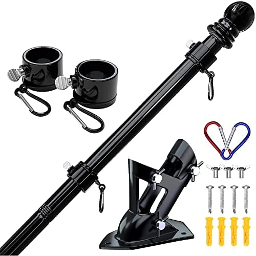 ZMTECH Flag Pole for House, 6 FT Flag Holder with Bracket for Flag, Stainless Steel Flag Pole Kit for Outside House Garden Yard, Residential or Commerical Flag Pole Kit (Without Flag,White)