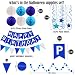 FECEDY Navy Blue Happy Birthday Paper Banner Flag Bunting Circle Confetti Garland Swirl Streamers Honeycomb Ball for Birthday Party Decorations
