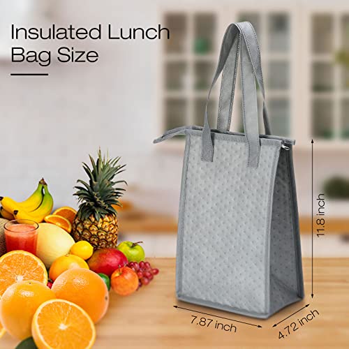Nuogo 15 Pieces Insulated Lunch Bags Grey Cooler Lunch Tote Bag Bulk With Zipper Thermal Leakproof Lunch Bags For Women Men Work Office Kids School Travel Picnic #TOP1