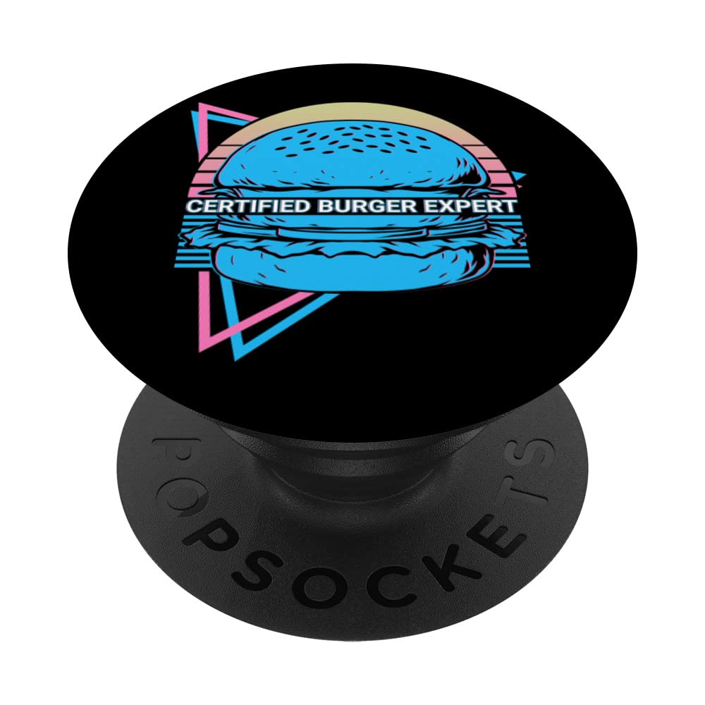 Certified Burger Expert Funny Burger Retro PopSockets Swappable PopGrip