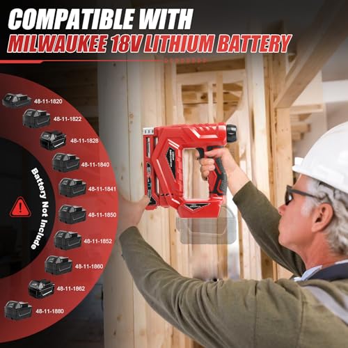 Gpaentsn Brad Nailer Gun Compatible with Milwaukee Battery(No Battery), 2-in-1 Cordless 18 Gauge Staple Gun Battery Powered with 1000 Nails thumbnail 9