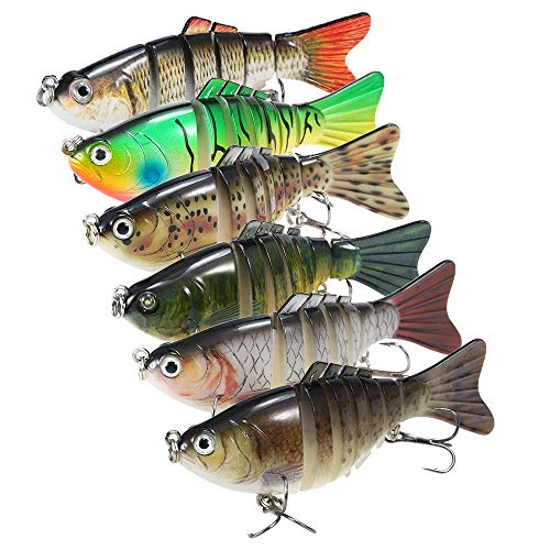 Isca anzol, Andoer Isca de pesca multi-articulada Lifelike 7 segmentos Isca de pesca Crankbait Swimb
