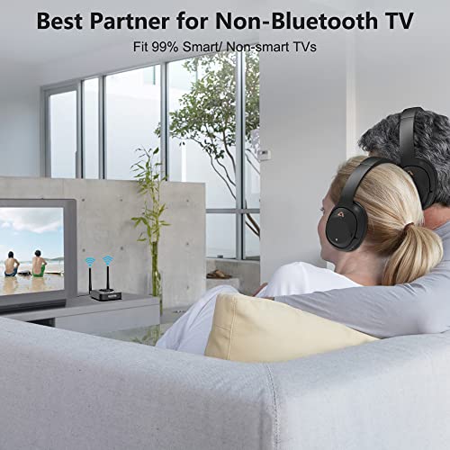 1Mii B06Tx+ Long Range Bluetooth 5.0 Transmitter For Tv /Pc/Projector To 2 Wireless Headphones/Speakers, Bluetooth Adapter For Tv W/ Screen Display Plug N Play, Aptx Low Latency & Hd Audio #TOP2