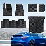 Topfit for Tesla Model Y Floor Mats PU Leather Trunk Mats Cargo Liner Custom and Boot Seat Back Mats