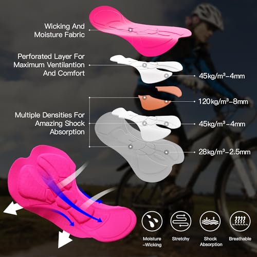 Souke Sports Women's Cycling Pants 4D Padded Compression Tights Comfortable Cycling Capris 3/4 Bike Legging Blue