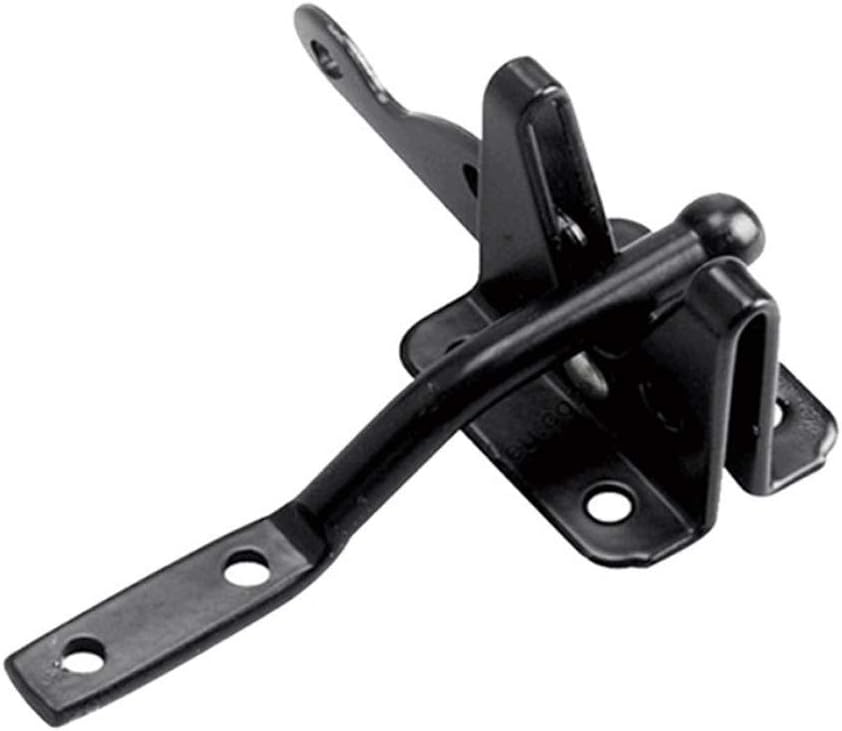Automatic Self-Locking Single Side Wooden Fence Gate Latch,Self-Locking Gate Latch for Wooden Fence Post Mount, Door Latch to Secure Pool/Garden/Shed/Yard, Black Powder Coated for Rust Resistance