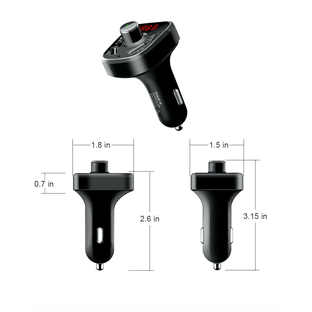 CDEN Kit Lettore MP3 Auto Adattatore Trasmettitore FM Vivavoce Bluetooth Con Caricabatterie USB