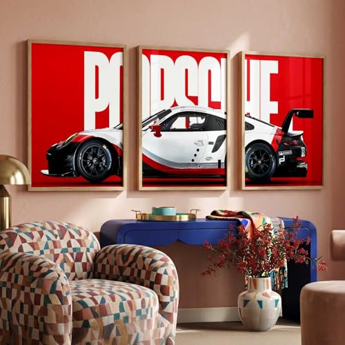 Image of HOTHOUSE Big Sports Cars Framed Posters Gift Items for Boys Room Wall Decoration Bedroom Living Room Office Studio Decor | Car Poster Frame for Wall Decor Set Of 3 Size (19 X 25 inch)