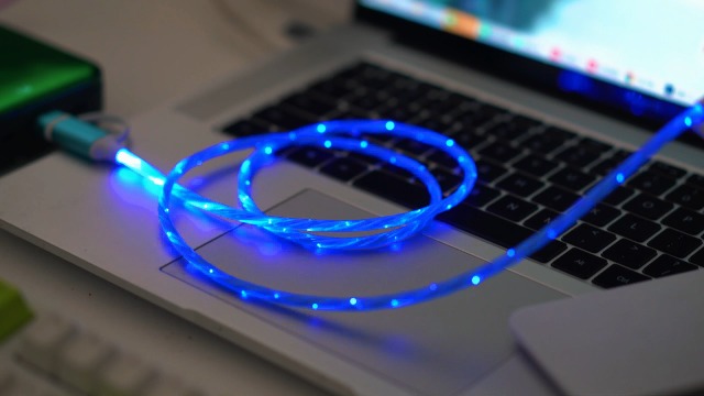 Image of 6 Combinations Multi Ports USB Charger Cable USB A /USBC to Micro USB /Type C PD Fast Charging Cord Light Up LED Starry Current to be a Night Light Compatible with Most of devices-39 inches Blue.