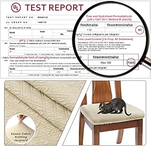 BUYUE Dining Room Chair Seat Covers Set of 6 TPU not Mixed Friendly Jacquard Fabric Stretch Washable Slipcover for Kitchen Seat Cushions Beige 6PCS