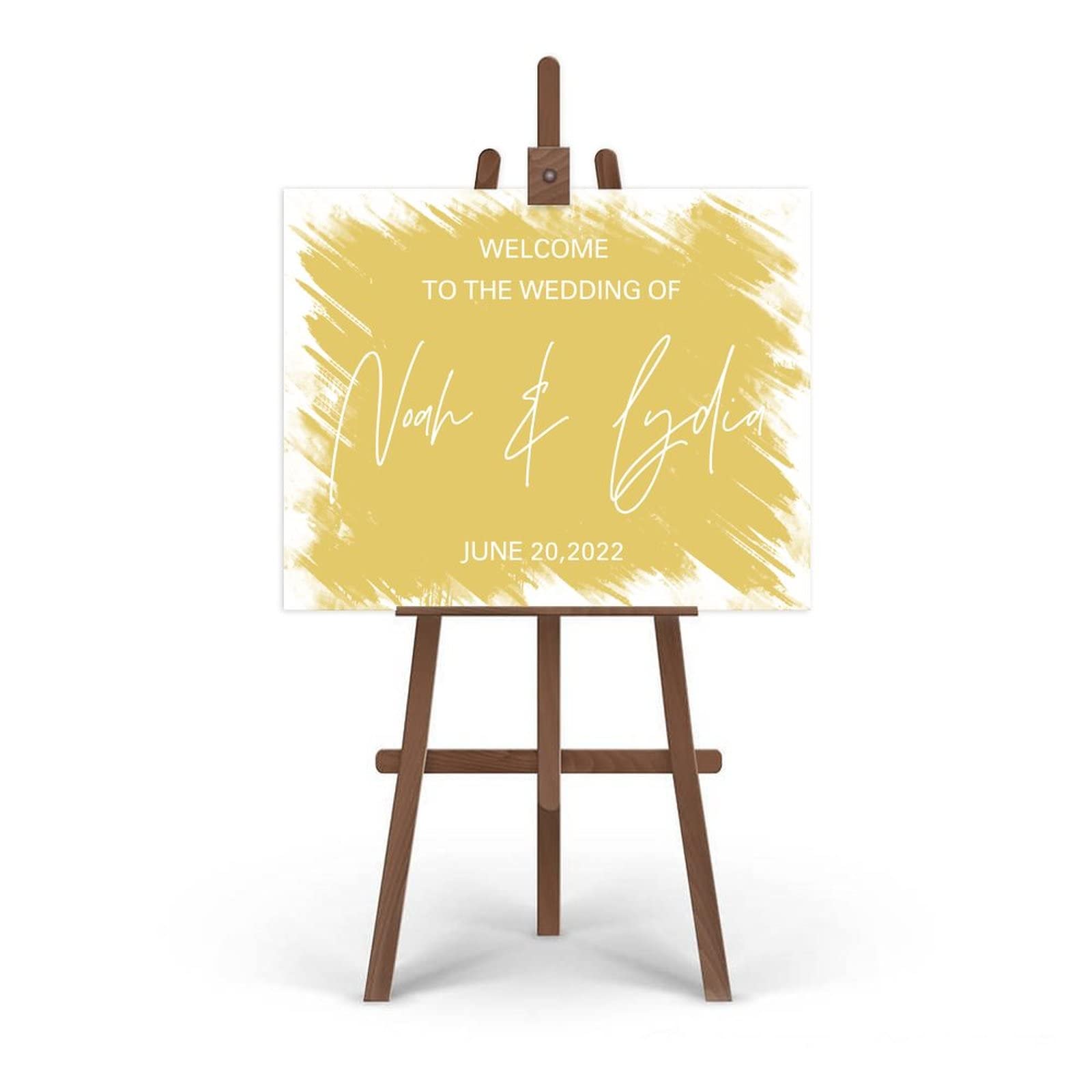 Znak 'Wedding WELCOME' niestandardowy tekst znak powitalny szablon dostosowany do Twoich imion i dat ceremonia ślubna znak tablica tabliczki imprezowe 45 x 61 cm