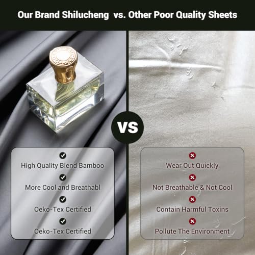 Shilucheng 4 Piece Queen Sheet Sets, Cooling Sheets, Dark Grey — view 6