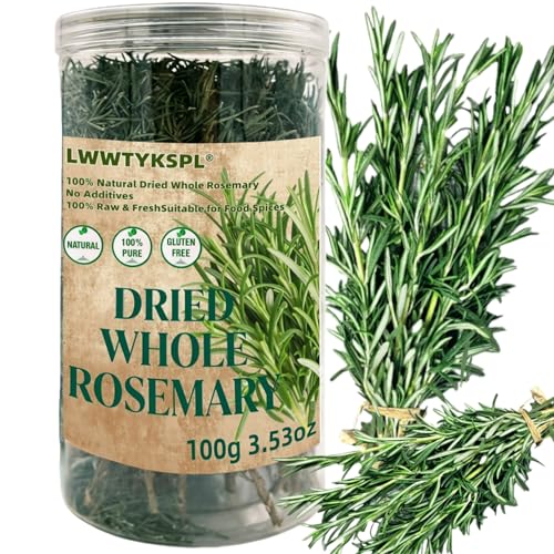 3.53oz Premium Rosemary Sprigs, 100g | All-Natural, Non-GMO for Cooking, Baking, Tea & Beverages | Culinary Grade, Ready for Seasoning, Infusions & Gifting