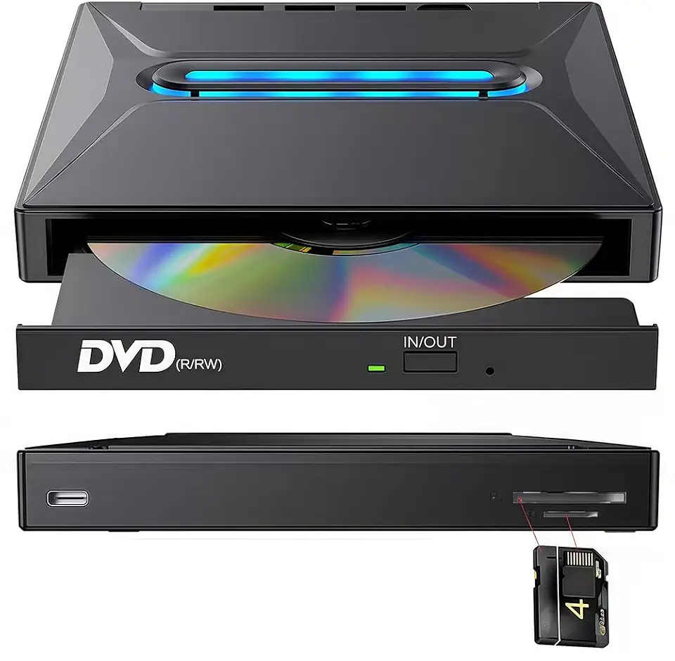 Unidade Blu-ray externa portátil, gravador USB BD/DVD/CD, unidade óptica fina suporta M-DISC, Plug and Play, compatível com laptop, desktop e consoles de jogos