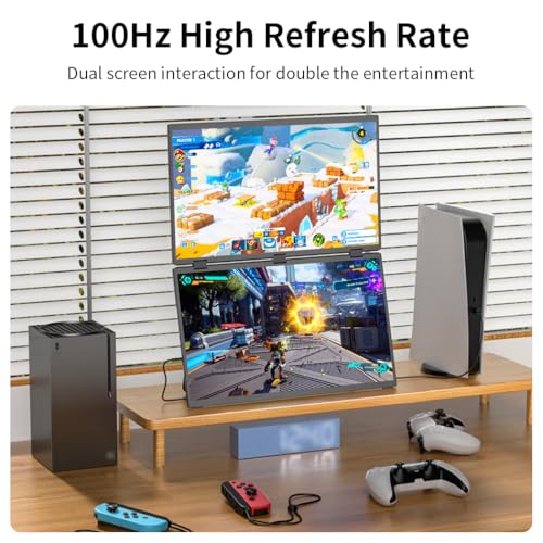 Image of Dual Monitor 18.5 inch 100Hz,Portable Monitor for Laptop Extender| 1080P |100% Srgb|Plug & Play|Stand & VESA|Automatic Rotation| Extended Computer Display for Laptop PC Windows Mac