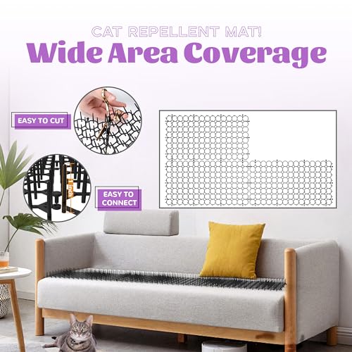 OCEANPAX 12 Pack 16 x 8 Inch Cat Scat Mat with Spikes Outdoor Strips Digging Stopper Cat Spike Mat - Thumbnail 7